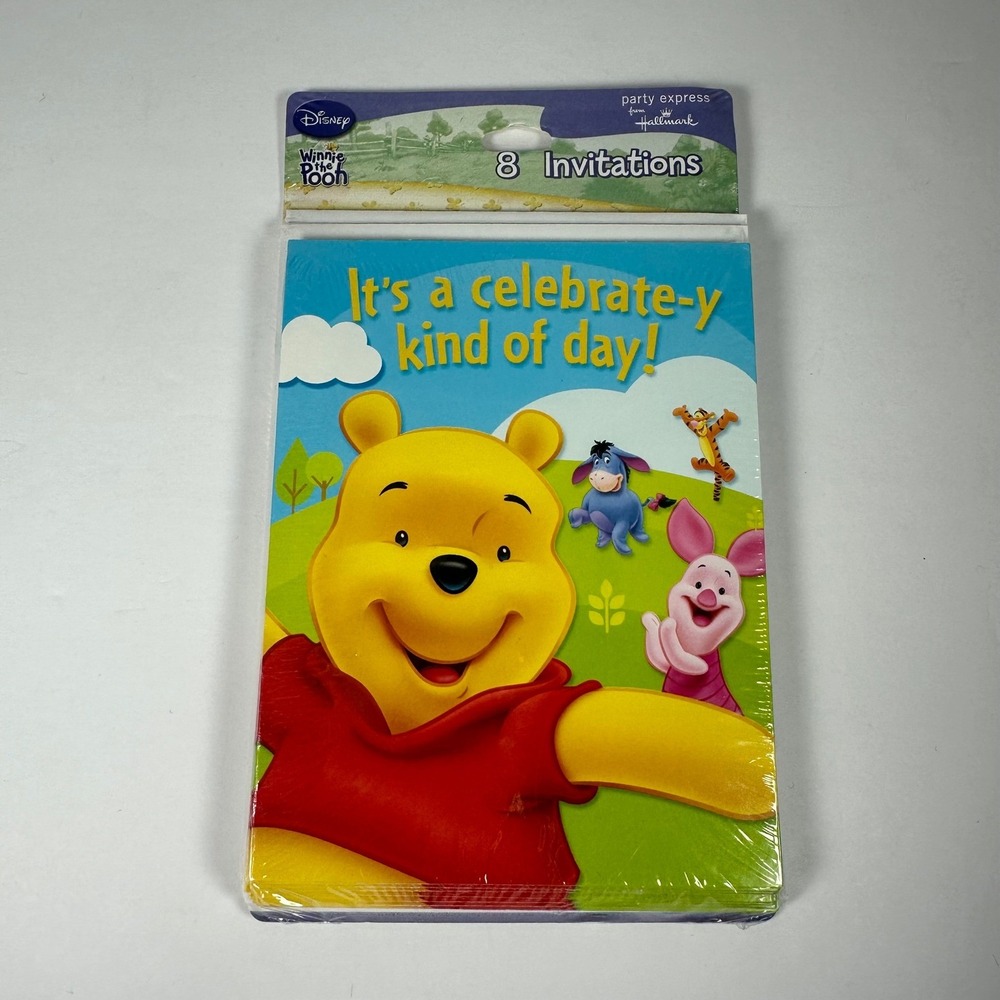 Disney Winnie‎ the Pooh Vtg Party Invitations Hallmark Party Express - 8 Count